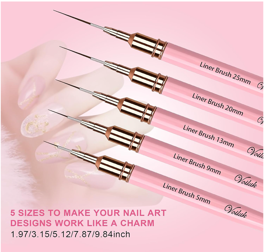 5Pcs Nail Art Liner Brush Set