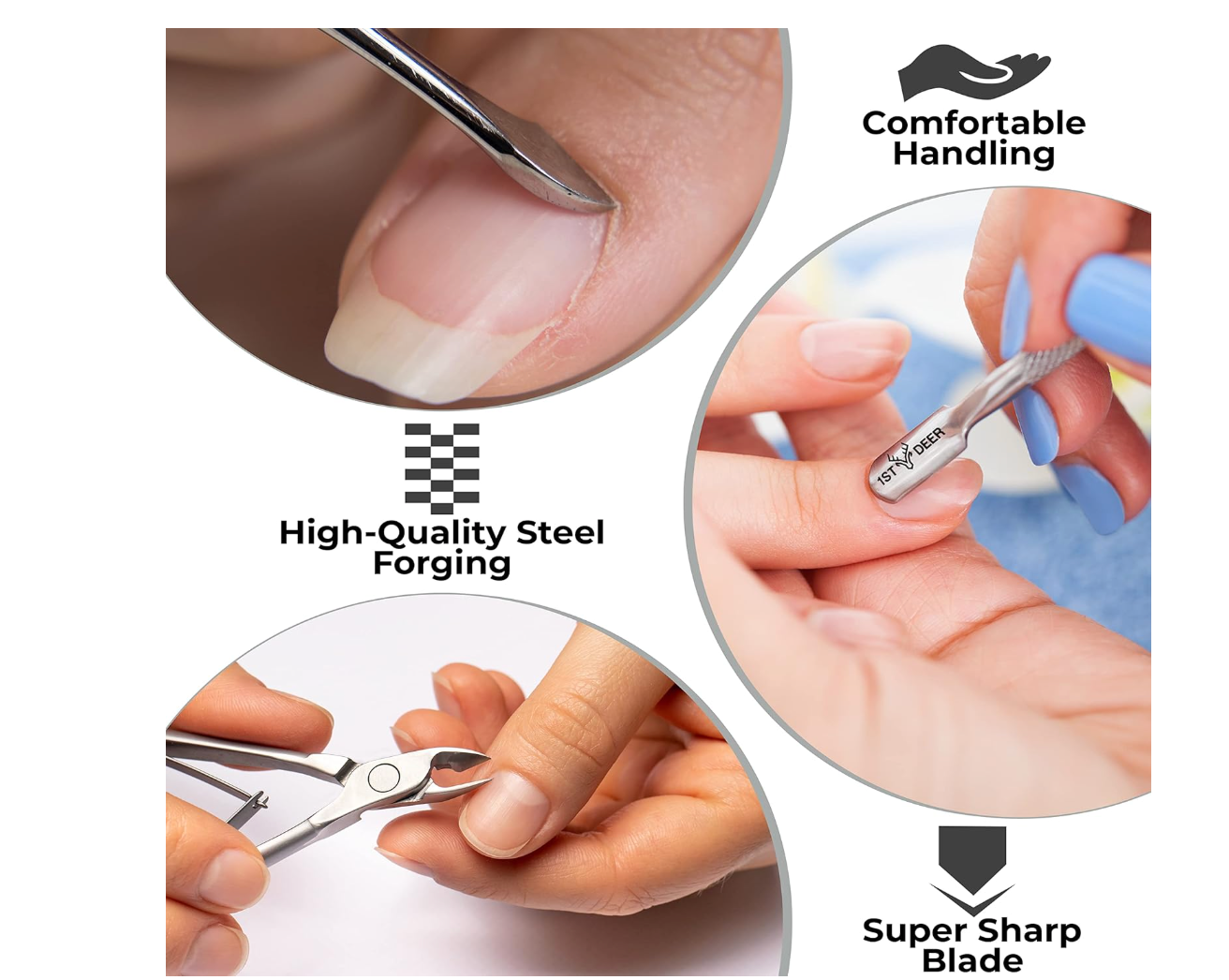 1st Deer Cuticle Cutter Set (3 Pieces + Tools)