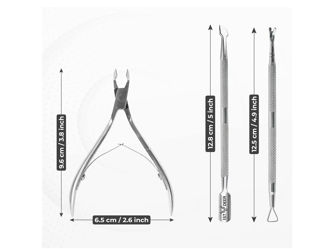 1st Deer Cuticle Cutter Set (3 Pieces + Tools)
