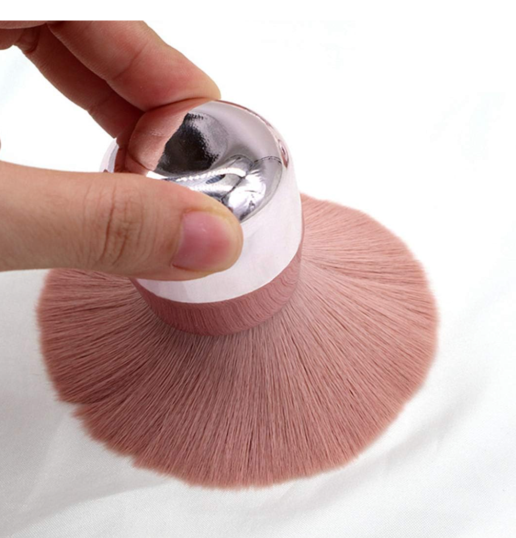 Honey Joy Dual Use Pink Soft Cosmetic Powder Makeup Face Foundation Brush Nail Dust Cleaning Brush for Acrylic Dipping Powder UV Gel Remover Cleaner Brushes Pack of