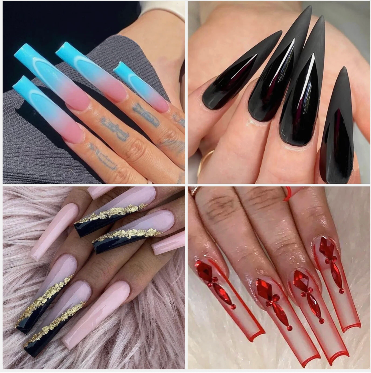 240pcs/Box Coffin/Ballerina/Stiletto/Square Extension Full Cover False Nail Tips