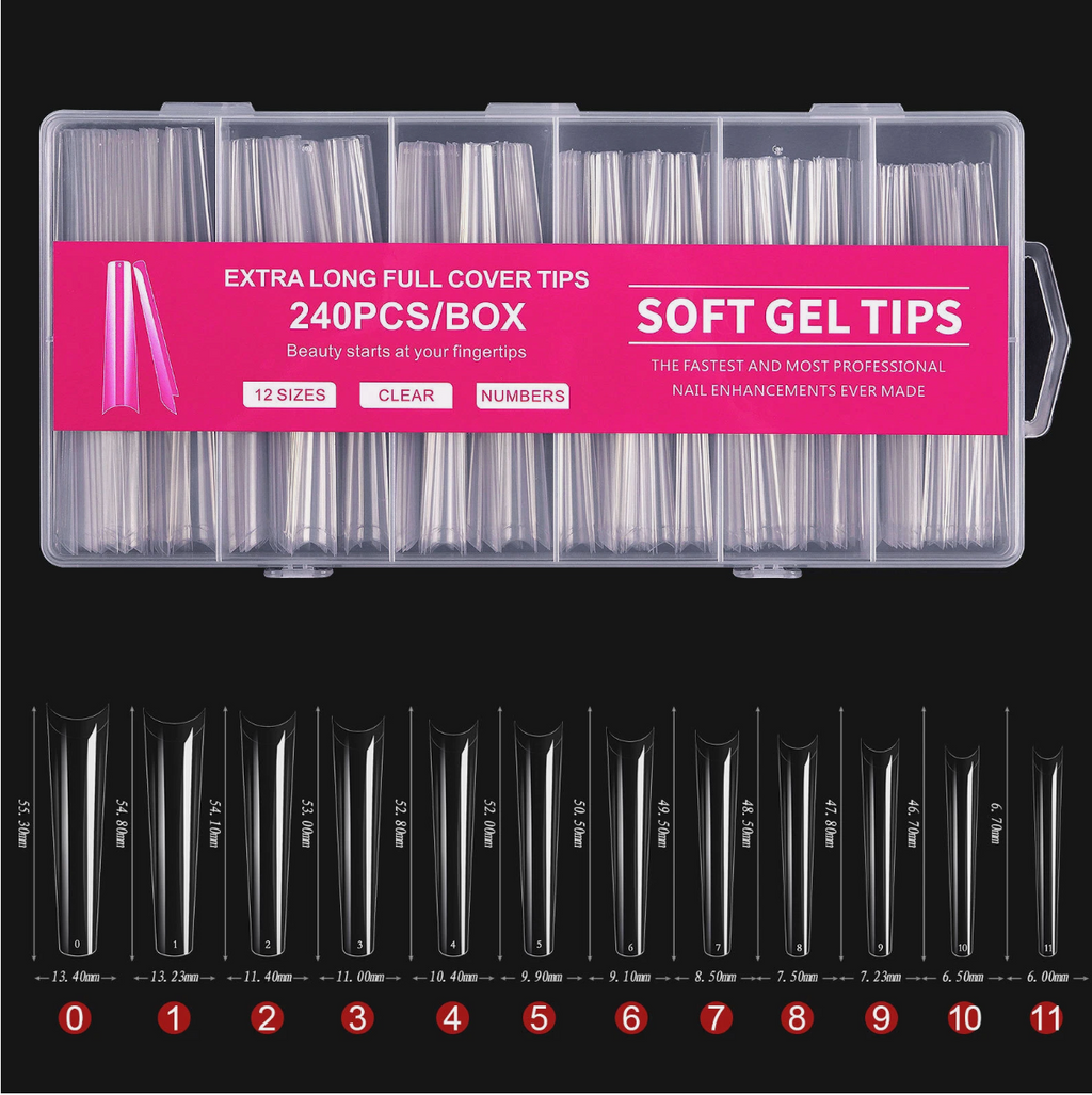 240pcs/Box Coffin/Ballerina/Stiletto/Square Extension Full Cover False Nail Tips