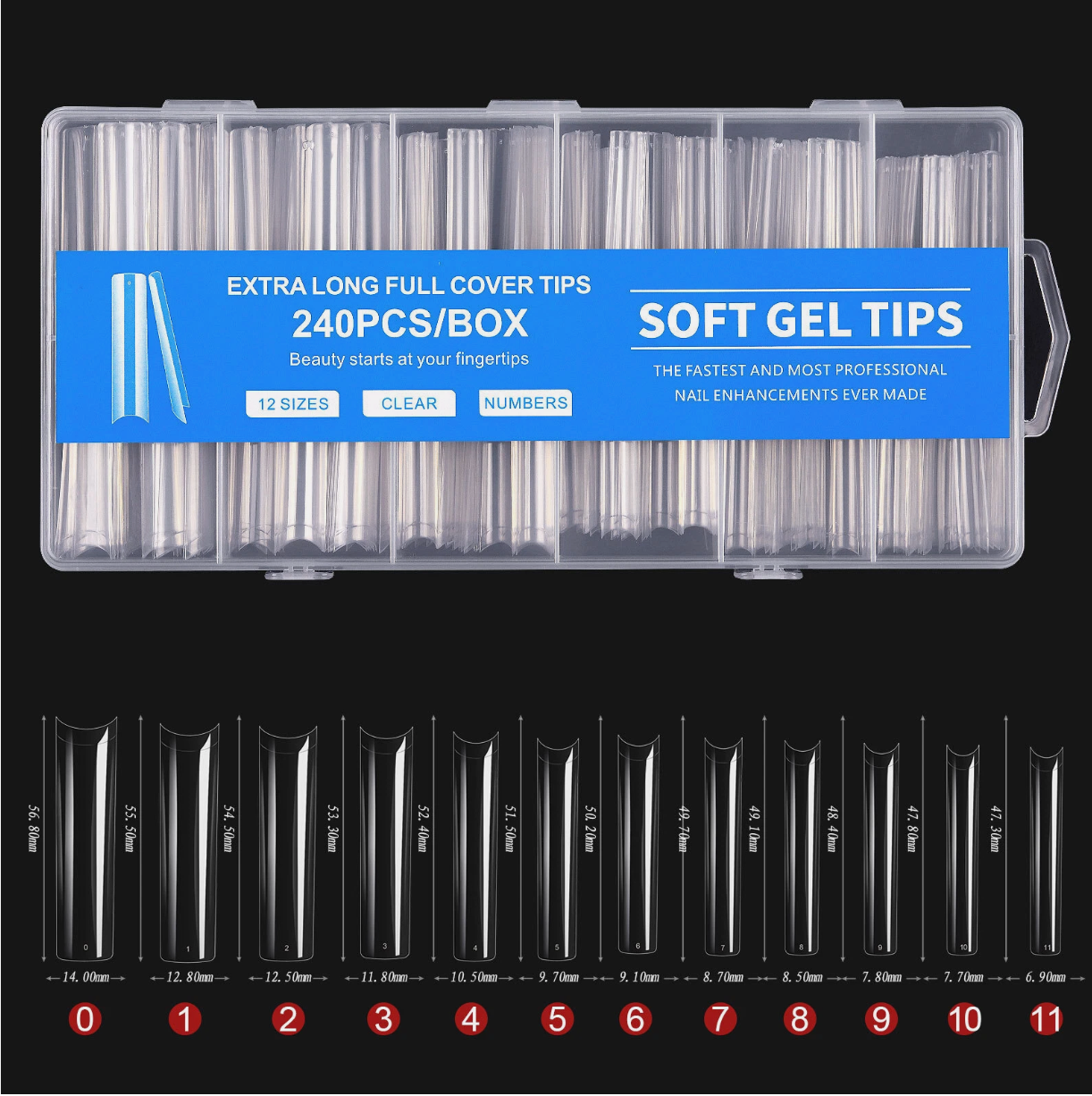 240pcs/Box Coffin/Ballerina/Stiletto/Square Extension Full Cover False Nail Tips