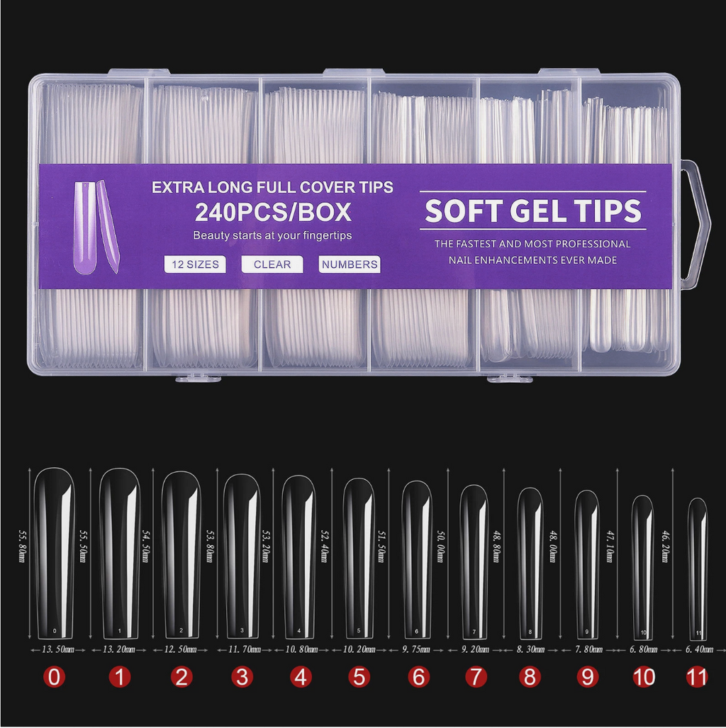 240pcs/Box Coffin/Ballerina/Stiletto/Square Extension Full Cover False Nail Tips