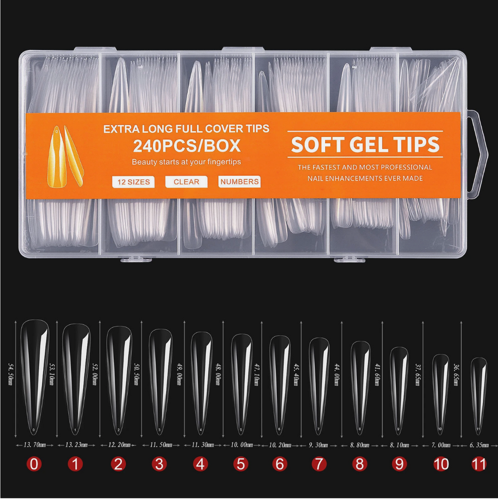 240pcs/Box Coffin/Ballerina/Stiletto/Square Extension Full Cover False Nail Tips