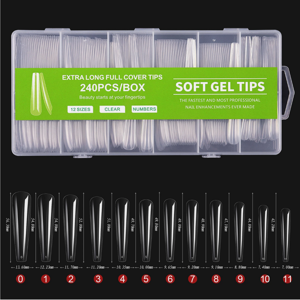 240pcs/Box Coffin/Ballerina/Stiletto/Square Extension Full Cover False Nail Tips