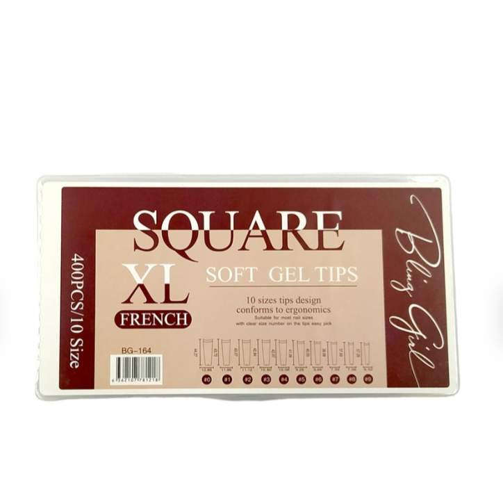 Square Soft Gel Tips XXL French BG-125