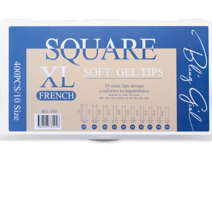 Square Soft Gel Tips XXL French BG-125