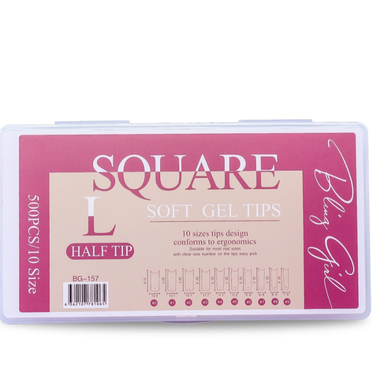 Square Soft Gel Tips XXL French BG-125