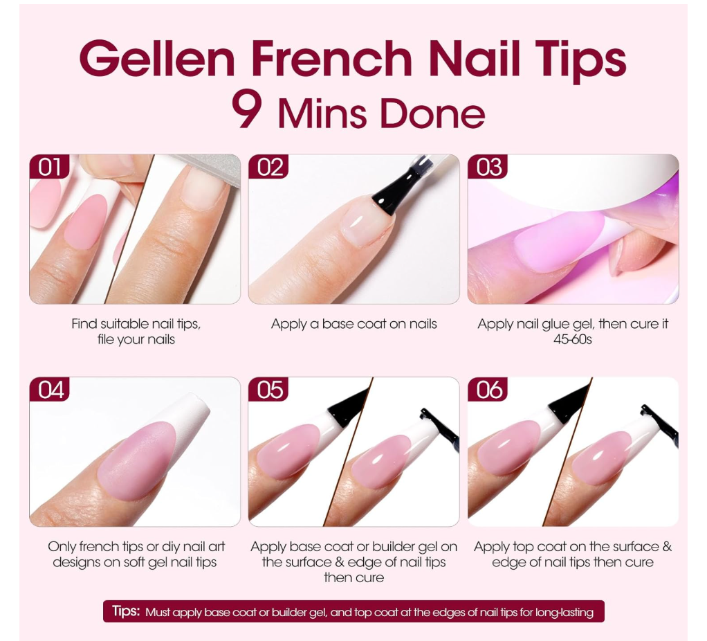 Square Soft Gel Tips XXL French BG-125