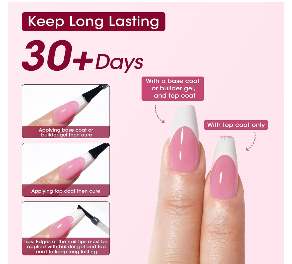 Square Soft Gel Tips XXL French BG-125