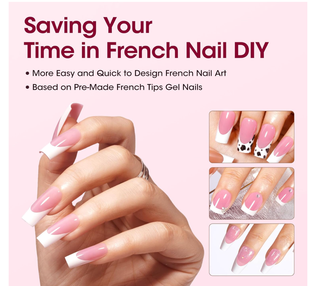 Square Soft Gel Tips XXL French BG-125