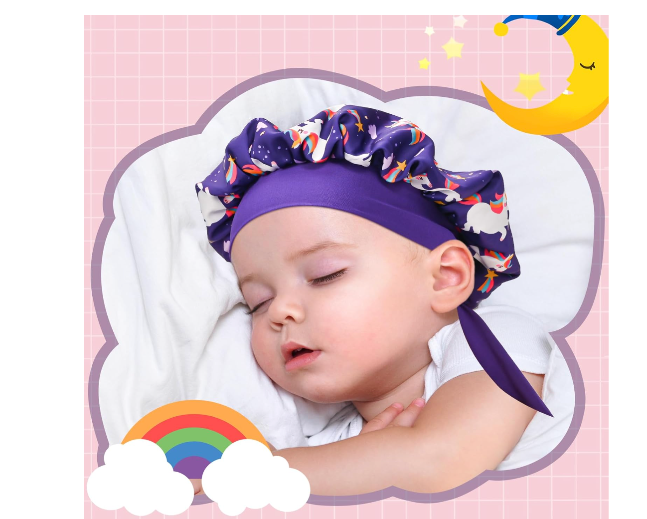 Lolalet 2 PCS Kids Bonnets for Girls, Silk Bonnet for Sleeping Reversible Satin Hat with Wide Elastic Band Night Sleep Caps for Teens Child Girls Curls