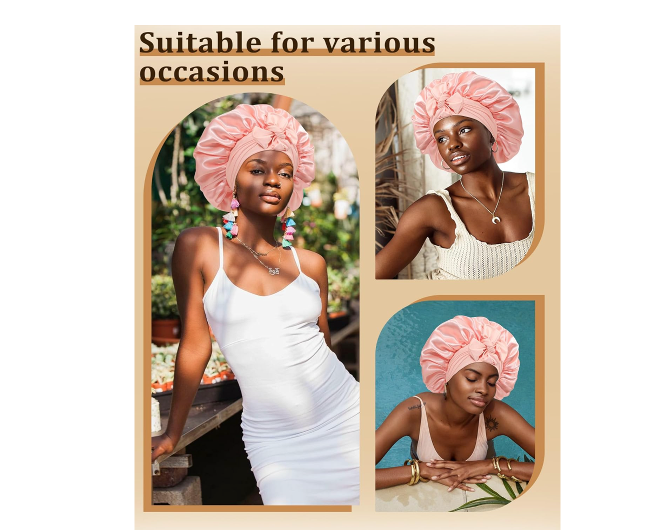 Extra Large Satin Bonnet for Sleeping Jumbo Silk Bonnet Double Layer Hair Bonnet for Women with Elastic Tie Band Sleep Bonnet Hair Wrap for Braids Curly.