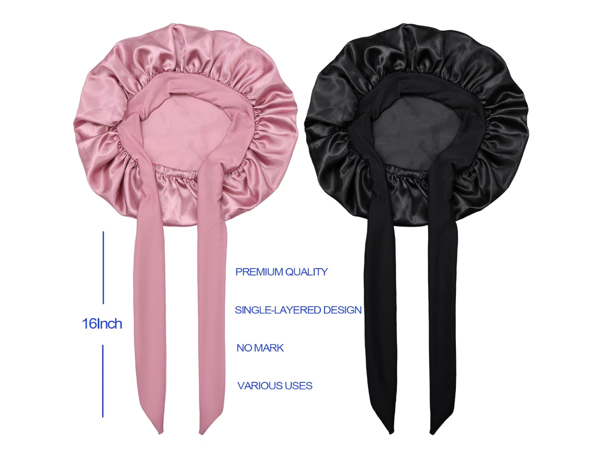 Satin Silk Bonnet Hair Cap: 2-in-1 Reversible Bonnet for Kids with Elastic Tie Band & Adjustable Straps