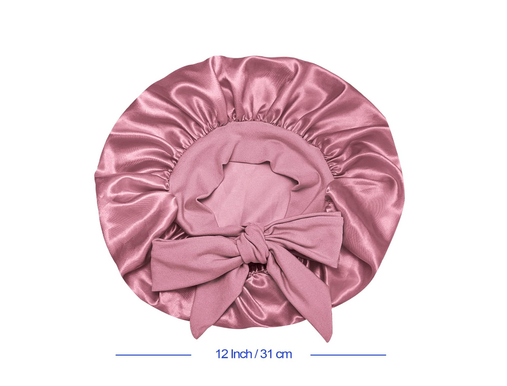 Satin Silk Bonnet Hair Cap: 2-in-1 Reversible Bonnet for Kids with Elastic Tie Band & Adjustable Straps