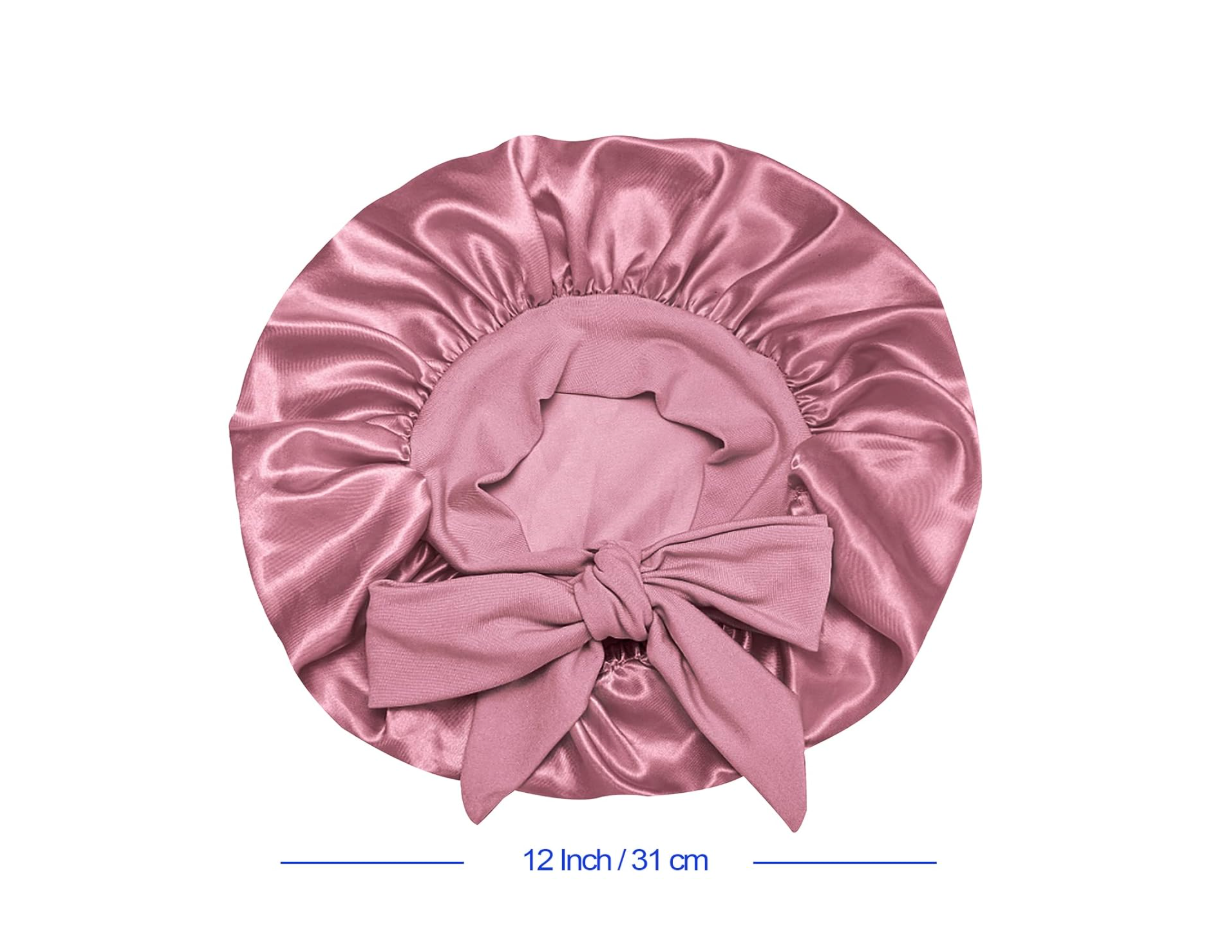Satin Silk Bonnet Hair Cap: 2-in-1 Reversible Bonnet for Kids with Elastic Tie Band & Adjustable Straps