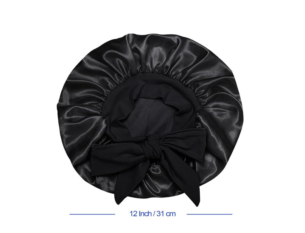 Satin Silk Bonnet Hair Cap: 2-in-1 Reversible Bonnet for Kids with Elastic Tie Band & Adjustable Straps