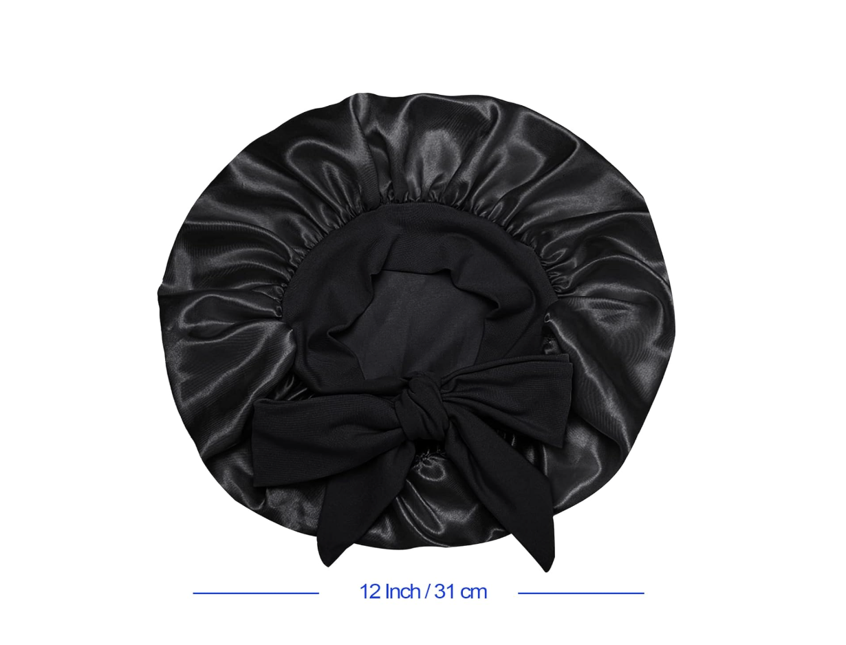Satin Silk Bonnet Hair Cap: 2-in-1 Reversible Bonnet for Kids with Elastic Tie Band & Adjustable Straps