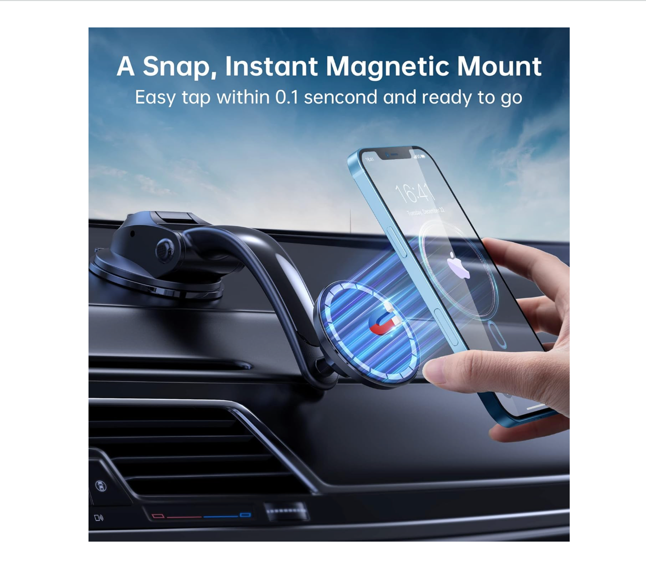 Choetech AT0005 Magnetic Phone Holder, Car Phone Holder Mount Dashboard Windshield Cell Phone Holder Phone Stand for iPhone & Android Automobile Cradle...