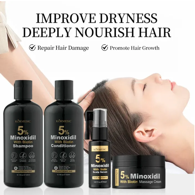 KORMESIC 5% Minoxidil with Biotin Scalp Serum Hair Regrowth Treatment Hair Oil Hair Serum