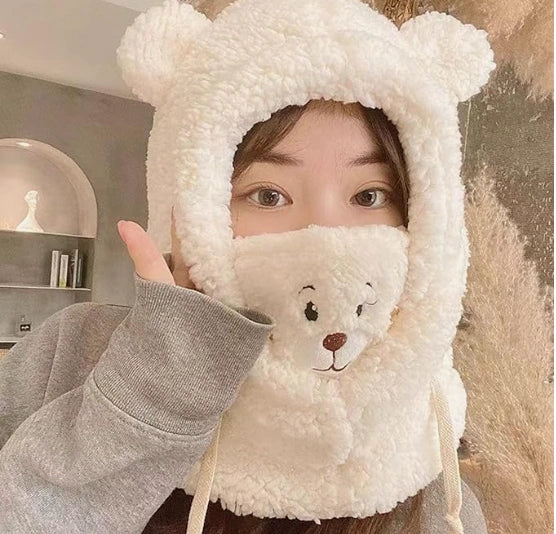 3-in-1 Cute Bear Hat, Scarf, and Mask Set