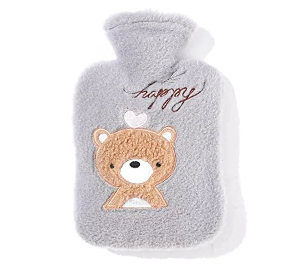 Plush Cartoon Hot Water Bottle with a Removable Cover