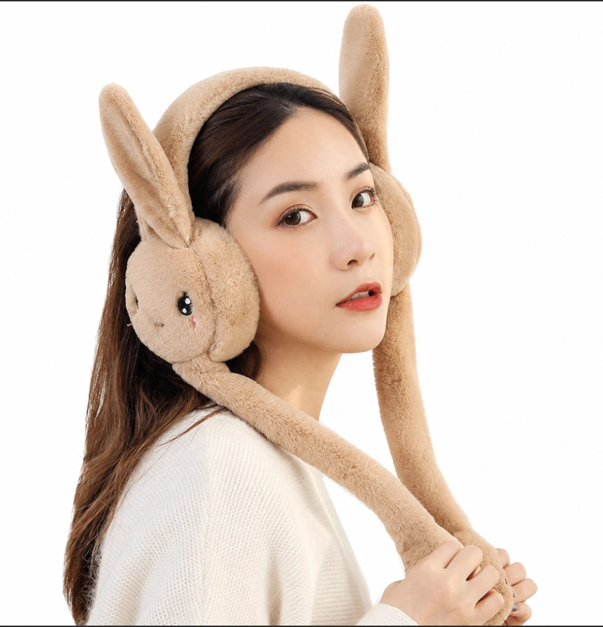 Plush movable ear winter earmuff
