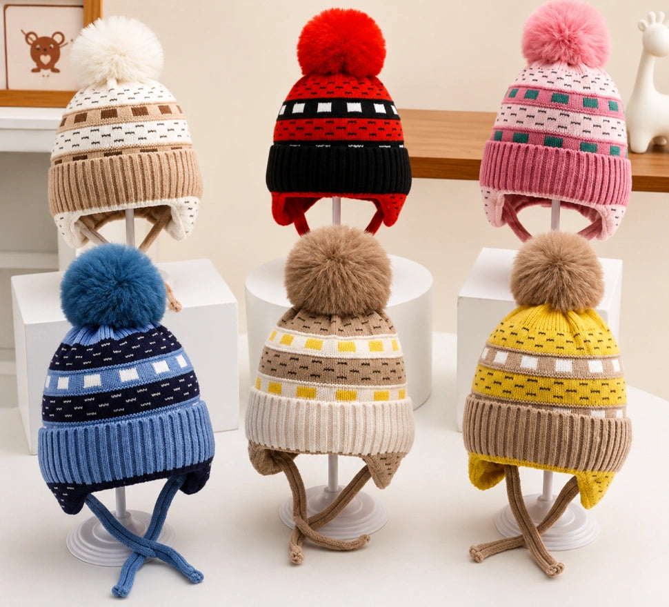 Cozy Knit Trapper Baby Beanie (Pom-Pom Edition)