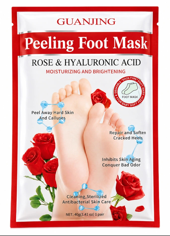 GuanJing Rose & Hyaluronic Acid Peeling Foot Mask.