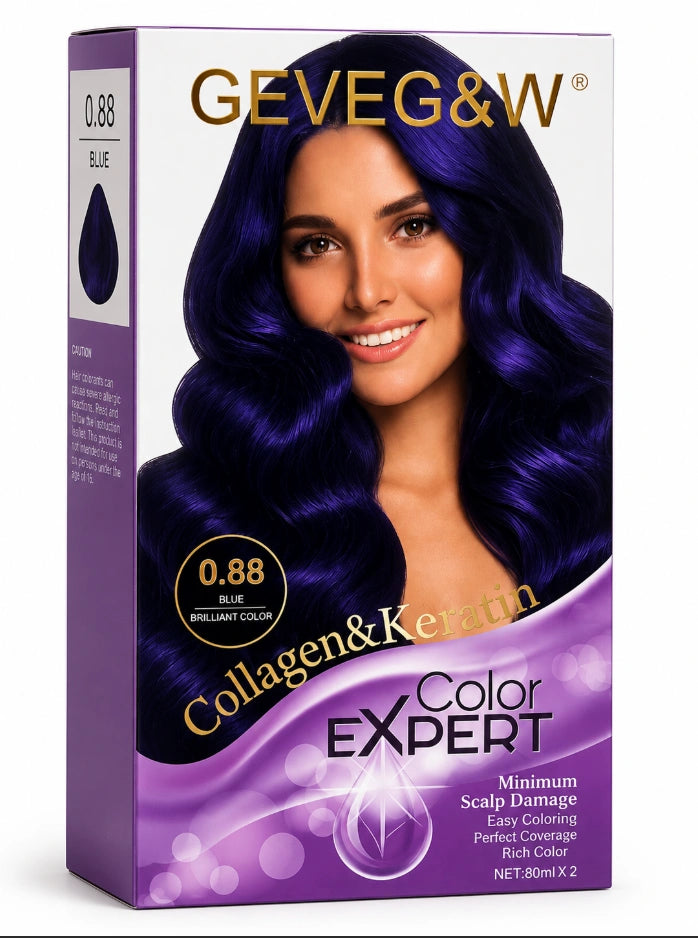 GEVEG&W® Collagen & Keratin Color Expert Hair Dye in the shade 0.88 Blue.