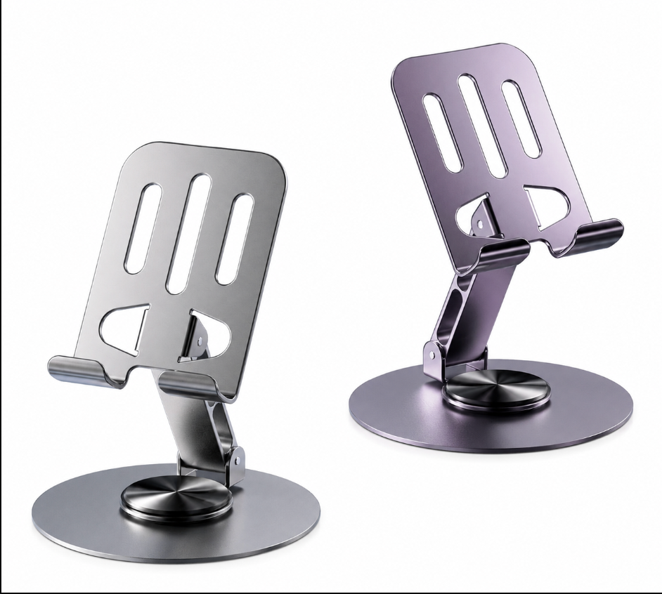 360° Rotating Aluminum Alloy Foldable Desktop Phone and Tablet Stand.