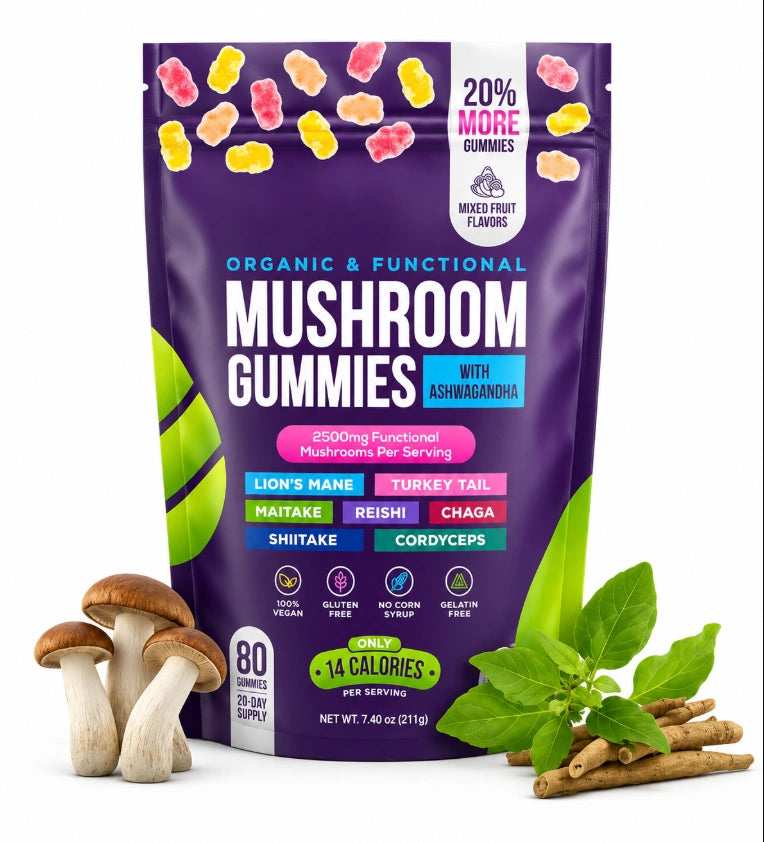 Organic & Functional Mushroom Gummies with Ashwagandha