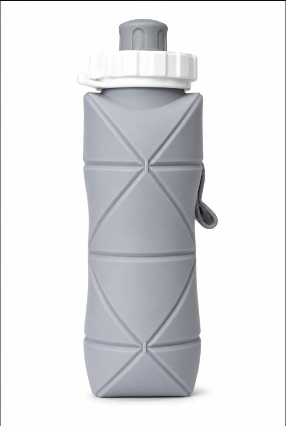 600ml geometric collapsible silicone travel water bottle