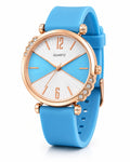 Women's Multi-Textured Rose Gold & Sky Blue Fashion Analog Quartz Wristwatch