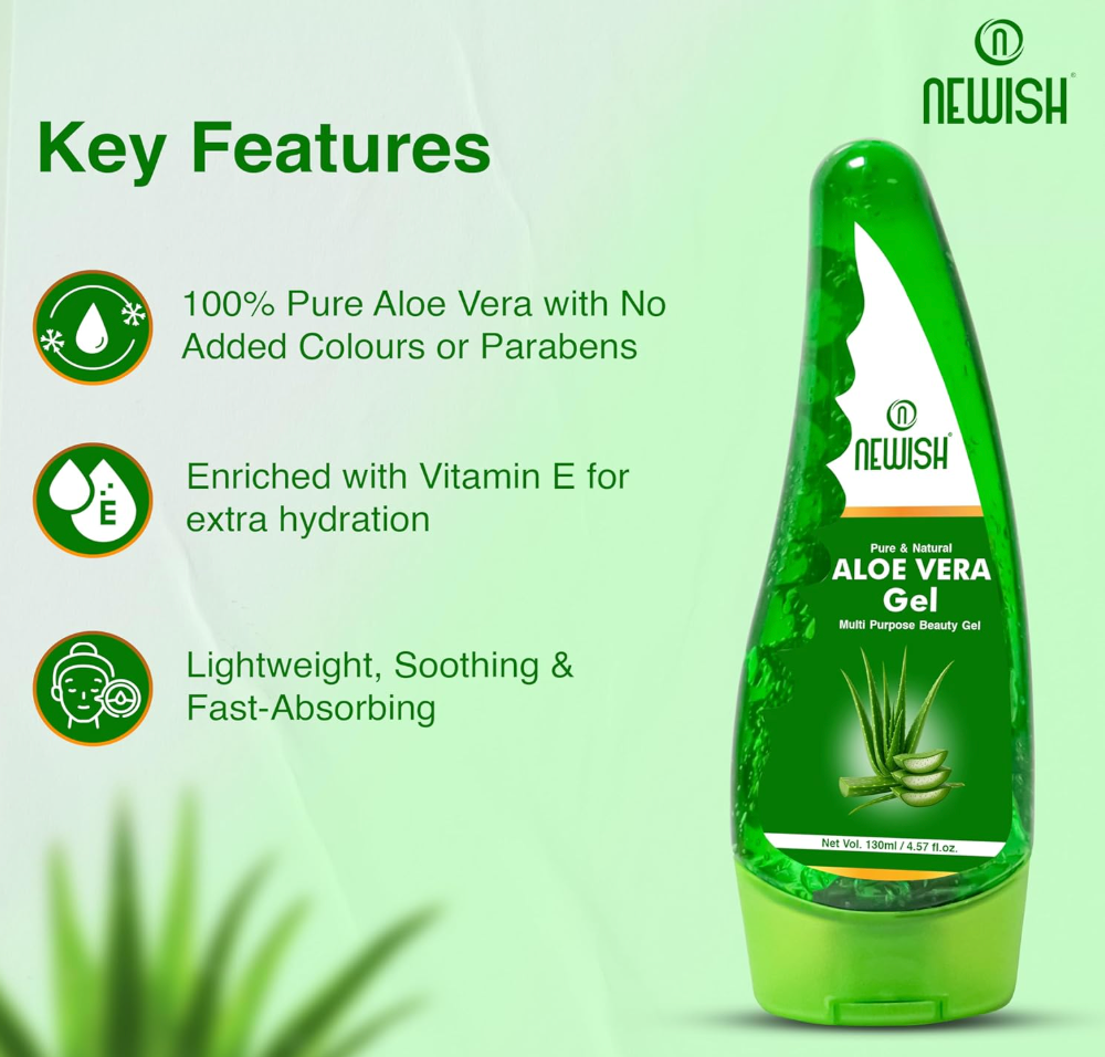 Newish Pure Organic Aloe Vera Gel (130ml x 3)