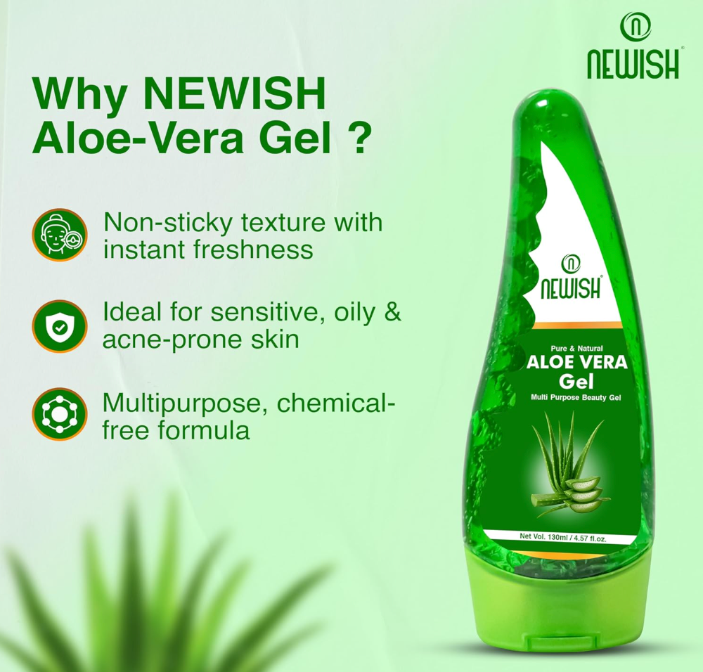Newish Pure Organic Aloe Vera Gel (130ml x 3)