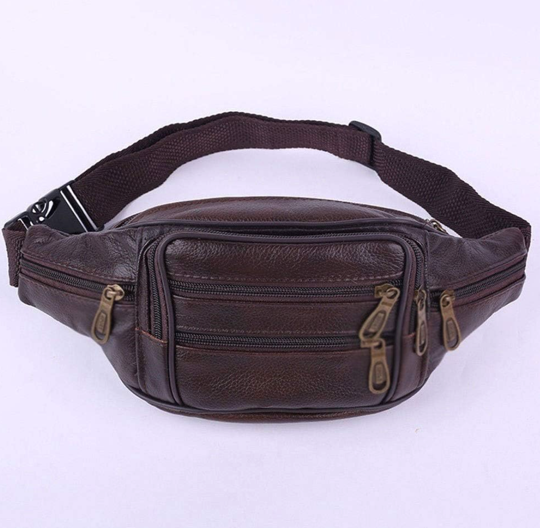 BHJIGDB Men's Leather Fanny Pack – Multi-Pocket Waist Bag