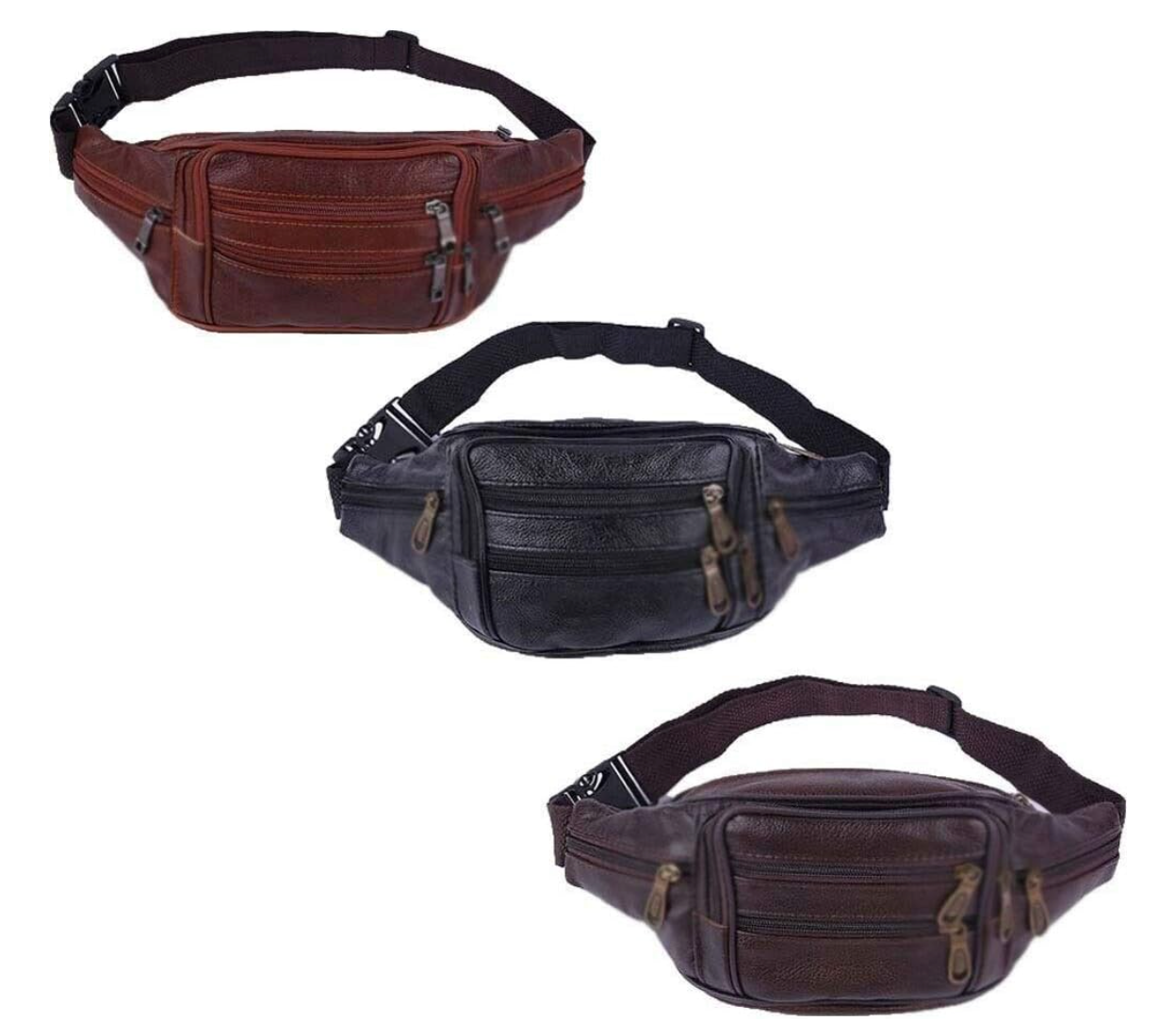 BHJIGDB Men's Leather Fanny Pack – Multi-Pocket Waist Bag