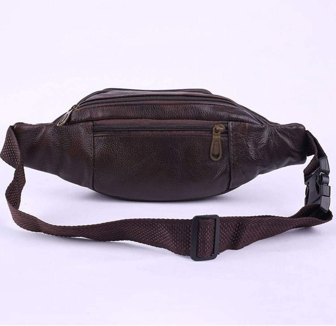 BHJIGDB Men's Leather Fanny Pack – Multi-Pocket Waist Bag