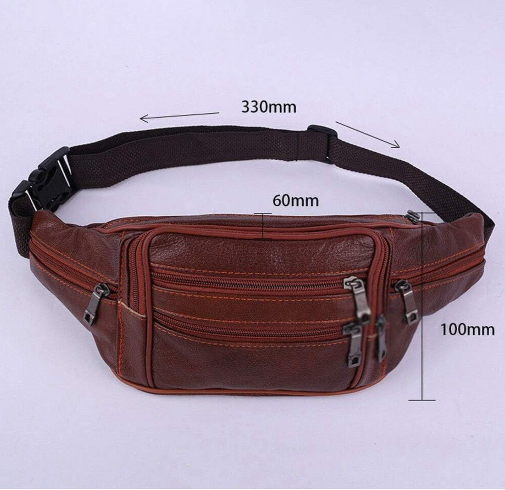 BHJIGDB Men's Leather Fanny Pack – Multi-Pocket Waist Bag