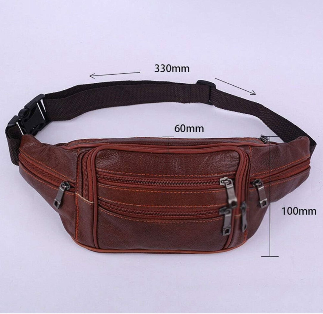 BHJIGDB Men's Leather Fanny Pack – Multi-Pocket Waist Bag