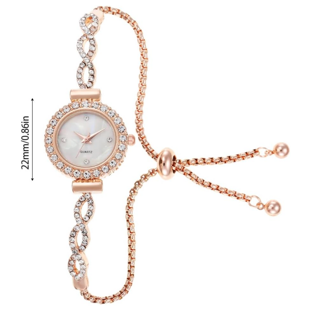 Rxuaw Women's Rhinestone Bracelet Watch – Rose Gold Quartz