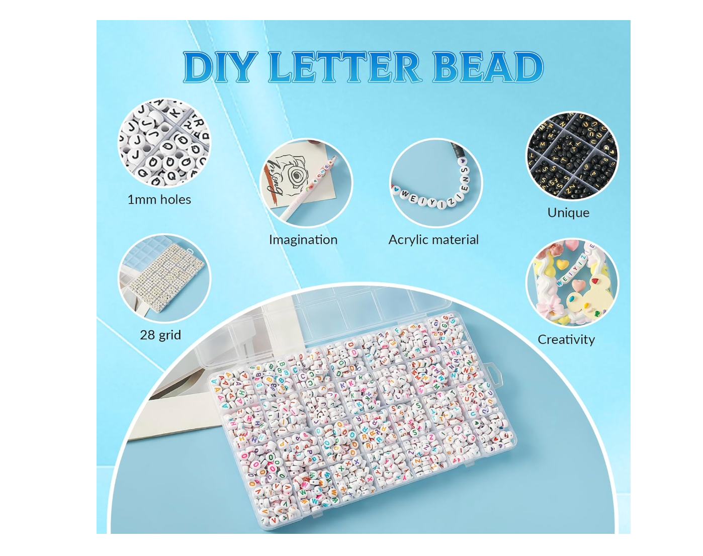 1400pcs Acrylic Alphabet Letter Beads for Bracelet Making – 28-Grid Storage Box