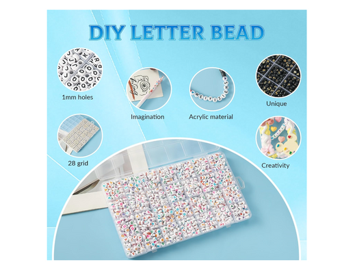 1400pcs Acrylic Alphabet Letter Beads for Bracelet Making – 28-Grid Storage Box