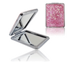 MAJESTIQUE Double-Sided Square Magnifying Compact Mirror – Glitter Design