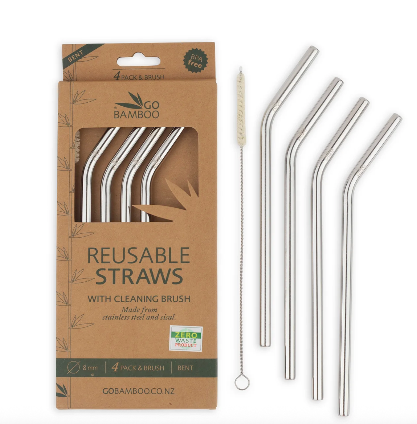 Reusable Stainless Steel Straws with Cleaning Brush – BPA Free, Multiple Colours