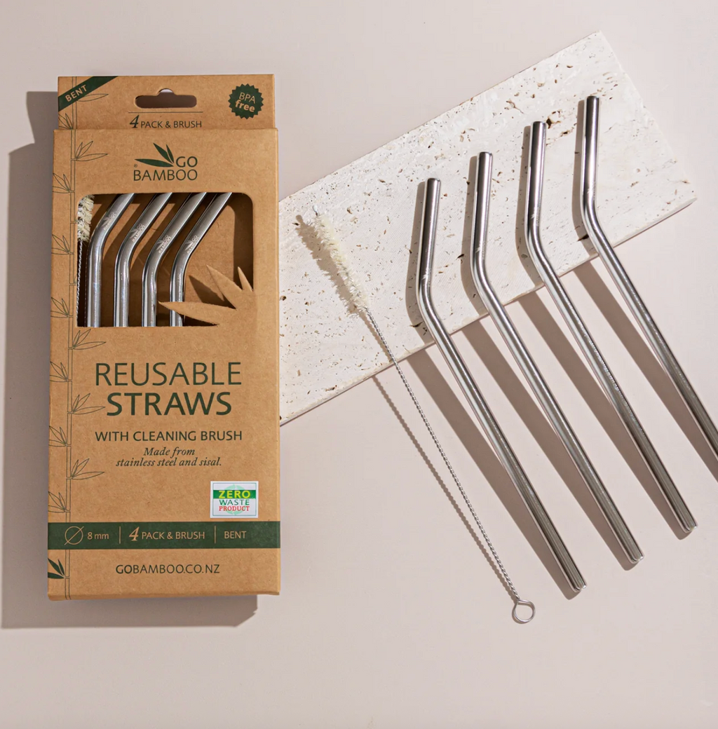 Reusable Stainless Steel Straws with Cleaning Brush – BPA Free, Multiple Colours