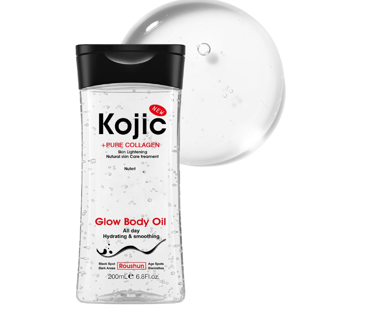 Roushun Kojic + Pure Collagen Glow Body Oil 200ml – Skin Lightening & Hydrating