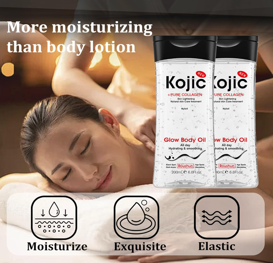 Roushun Kojic + Pure Collagen Glow Body Oil 200ml – Skin Lightening & Hydrating